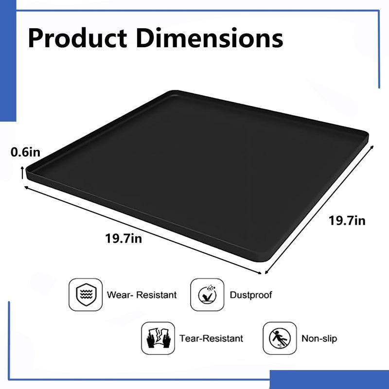 BOYUZHE Mini Fridge Mat, 19.7x19.7x0.6 Inch Silicone Protective Drip Tray with Raised Edge - Leak Proof Floor Guard for Water Dispenser, Washer, Dryer, Pet Bowls - Easy Clean & Foldable - Image 2